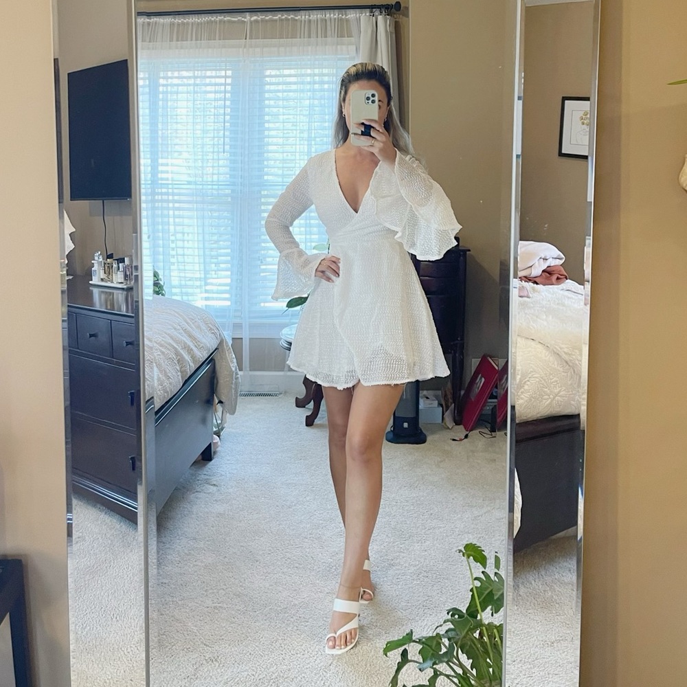 Sweetheart White Wrap Dress - Size S - Selfie Leslie